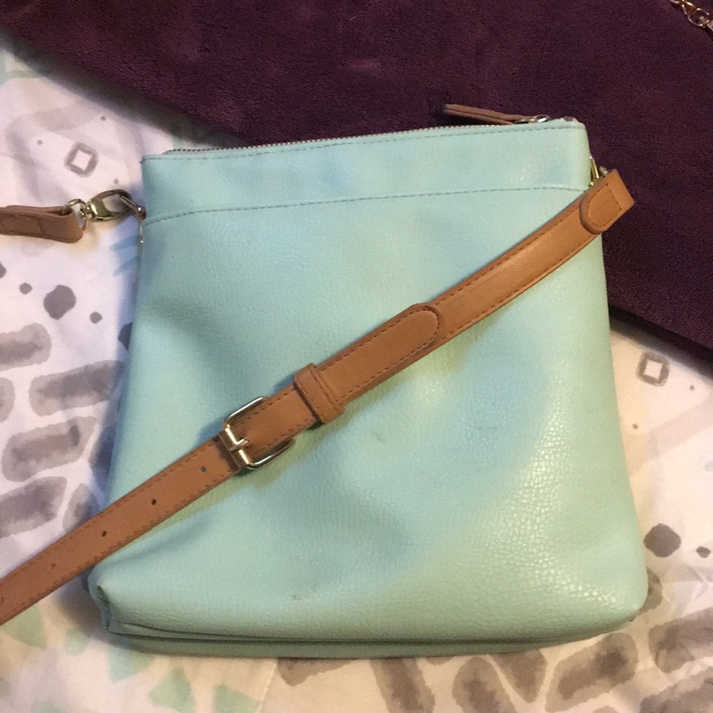 Mint faux leather purse